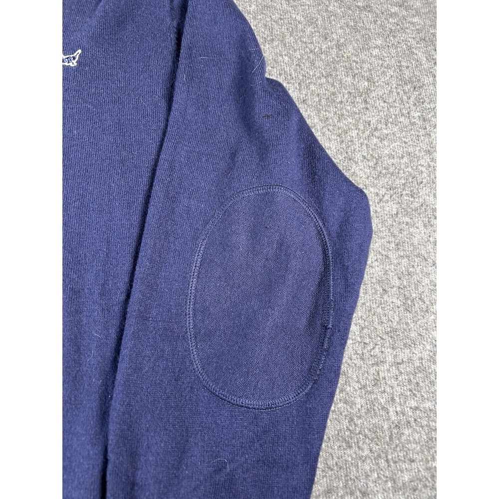 Criquet Mens V Neck Sweater XL Cotton Cashmere Burgundy Elbow Patches Cabincore - Picture 4 of 7